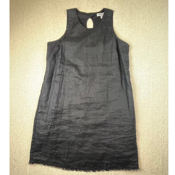 Tommy Bahama Women Large Black 100% Linen Sleeveless Shift Dress Resort Beach - Picture 1 of 6